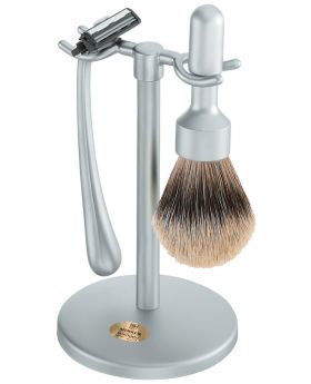 Merkur Matt Chrome 3 Piece Stylish Shave Set